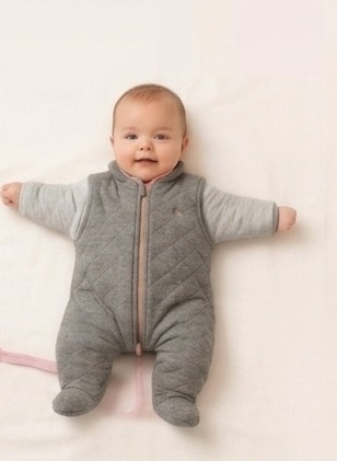 Too small fit baby in grey suit