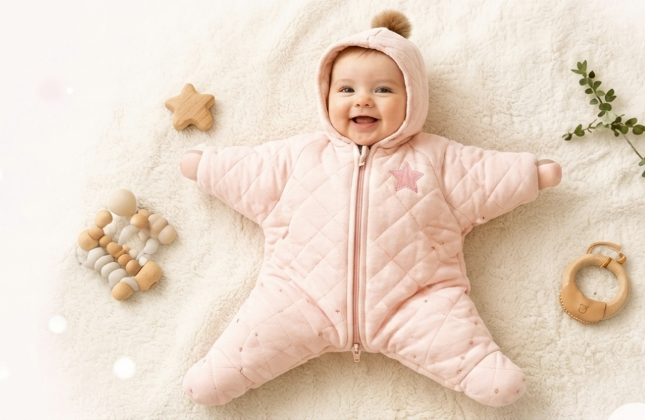 Baby in pink star suit